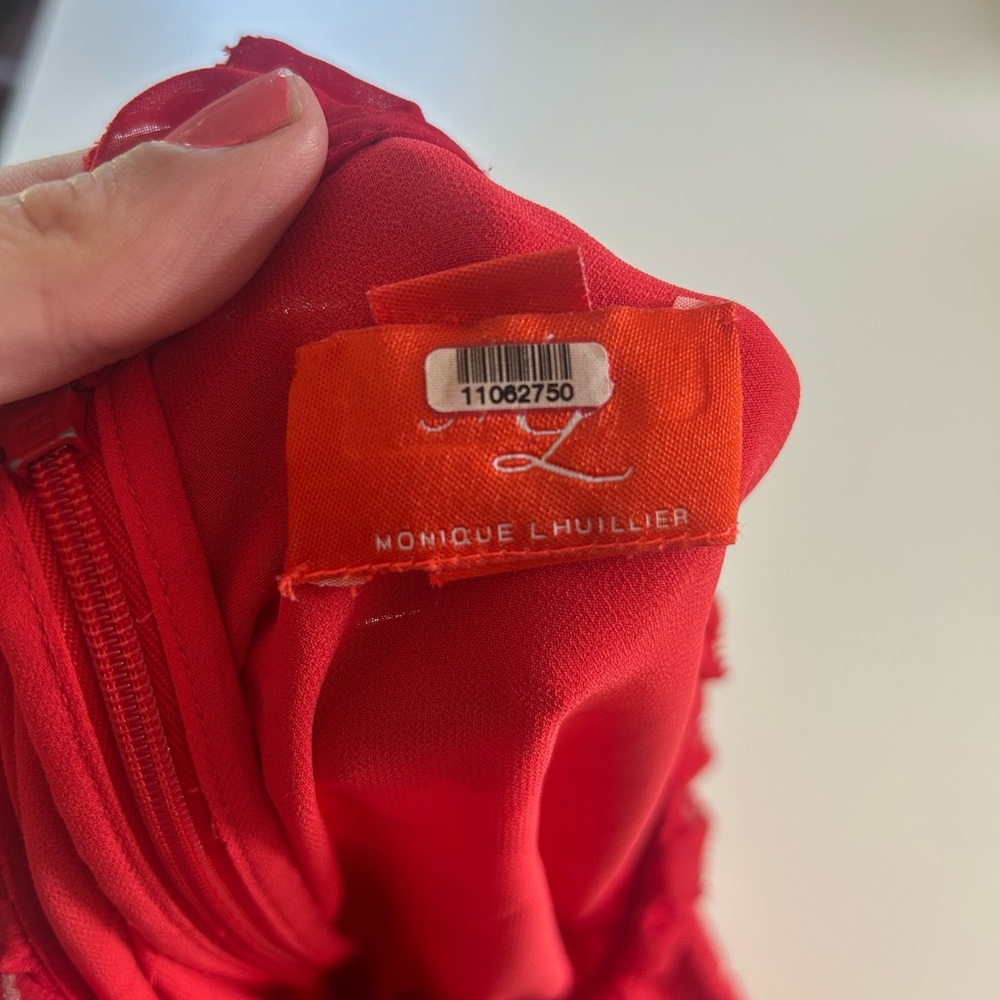 Monique Lhuillier Red High Neck Mini Dress - Picture 5 of 12